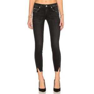 AMO Twist Jeans Black (Ink) Skinny Ankle Jeans Mid Rise Distressed Size 25